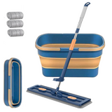 Mop plat cu stoarcere, galeata pliabila cadou + 3 rezerve