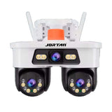 Cameră Supraveghere WiFi Jortan 9MP, 3 Lentile, Dual Head, PTZ 355°, Night Vision Color, IP66, Audio Bidirecțional, Yoosee App