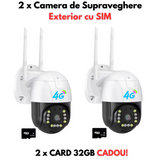 Camera de Supraveghere Exterior cu SIM 4G+Ethernet, Rotativa, Senzor de miscare, 3MP, HD + Card CADOU