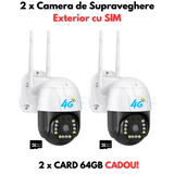 Camera de Supraveghere Exterior cu SIM 4G+Ethernet, Rotativa, Senzor de miscare, 3MP, HD + Card CADOU