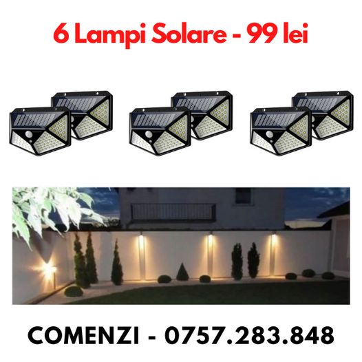 Set 6 x Lampa incarcare solara, 100 LED, senzor de mișcare