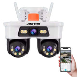Cameră Supraveghere WiFi Jortan 9MP, 3 Lentile, Dual Head, PTZ 355°, Night Vision Color, IP66, Audio Bidirecțional, Yoosee App