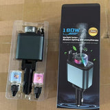 Încărcător auto rapid cu lumină ambientală înstelată, pad aromat și difuzor cu aburi, Bluetooth MP3 player, cablu de date retractabil