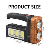 Lanternă LED COB Reîncărcabilă, Încărcare Solară și USB