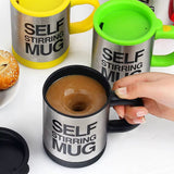 Pachet 1+1! Cana Cu Amestecare Automata 350ml | Self Stirring Mug | Capac Inclus | Inox Si Plastic | Negru