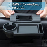 Suport auto universal 2 in 1 si organizator pentru bauturi si telefon, cu montare pe geamul usii