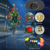 Set de 2 Lampa solara pentru gradina, LED, forma de brad, waterproof, cu tarus, 68cm inaltime, multicolor