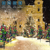 Set de 2 Lampa solara pentru gradina, LED, forma de brad, waterproof, cu tarus, 68cm inaltime, multicolor