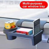 Suport auto universal 2 in 1 si organizator pentru bauturi si telefon, cu montare pe geamul usii