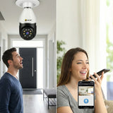 Camera Wifi tip Bec Jortan 2 Megapixeli Instalare Usoara, Rotire 360 Grade, Smart Tracking 9296HJB + Card 32GB Inclus