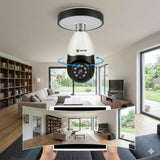 Camera Wifi tip Bec Jortan 2 Megapixeli Instalare Usoara, Rotire 360 Grade, Smart Tracking 9296HJB + Card 32GB Inclus