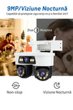 Camera Supraveghere WiFi/LAN Jortan, 3 Lentile, 9MP, Cap Dublu PTZ 355°, Night Vision, IP66 + Card 32GB