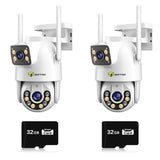 Set 2 Camere Wi-Fi/LAN Jortan 9697QJ, 6MP, PTZ, Vizualizare Color Noaptea, 2 Carduri 32GB Incluse