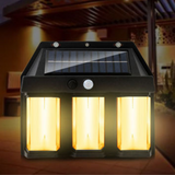 Set Lampi solare de perete cu 3 becuri LED si 3 moduri de iluminare, senzor de miscare, IP65, negru