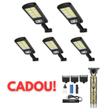 Set 5 x lampa cu incarcare solara Jortan, 8 Celule, 50W, telecomanda + CADOU Masina Profesionala Viking X de tuns sau contur