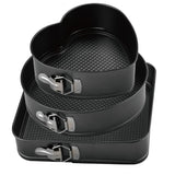 Pachet 1+1! Set 3 tavi pentru prajituri, torturi, Fund detasabil, Forma rotunda 26 cm, patrata 28 cm, inima 24 cm, Metal antiaderent, Coacere uniforma