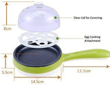 Tigaie multifunctionala, SilverHome, Pentru oua, Platic, Alb/Verde