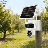 Camera de Supraveghere cu 2 Lentile 6MP, 4G, Panou Solar, 18.000mA PTZ 355°, Jortan 4GHD, IP66, HD, 1920 x 1080 Pixeli, Aplicatie Yoosee + Card 32GB CADOU - ALB/GRI