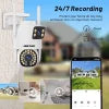 Camera de Supraveghere Dubla Jortan 5K Ultra HD 6MP, 2 Lentile Vedere color noaptea, Rotire 360°, Procesor AI, inteligenta de urmarire, IP66