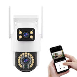 Camera de Supraveghere Dubla Jortan 5K Ultra HD 6MP, 2 Lentile Vedere color noaptea, Rotire 360°, Procesor AI, inteligenta de urmarire, IP66