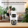Camera de Supraveghere Dubla Jortan 5K Ultra HD 6MP, 2 Lentile Vedere color noaptea, Rotire 360°, Procesor AI, inteligenta de urmarire, IP66