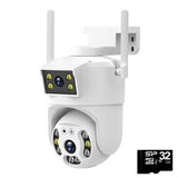 Camera de supraveghere Dubla WIFI, Cu 2 camere video Fixa si Mobila, Ultra HD 4K, 6MP, exterior/Interior 10X zoom, 2 lentile, vedere color noaptea, senzor inteligent de miscare