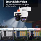 Camera Supraveghere WiFi/LAN Jortan, 3 Lentile, 9MP, Cap Dublu PTZ 355°, Night Vision, IP66 + Card 32GB