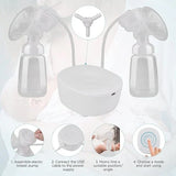 Pompa de San Electrica Dubla – 3 Moduri, 9 Niveluri, Anti-Reflux, Fara BPA, Alba, Portabila cu Alimentare USB