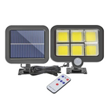 Set 4 lampi cu panou solar, 6 COB, 250 W, cu senzor de miscare, suport si telecomanda