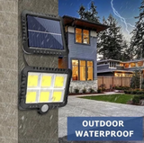Set 4 lampi cu panou solar, 6 COB, 250 W, cu senzor de miscare, suport si telecomanda