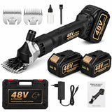 Masina de Tuns Oi Electrica profesionala cu 2 X Acumulatori 48V, 750W, 2X Lame de Rezerva Incluse, 6 Trepte de viteza, 6500 RPM, Pentru oi, capre, alpaca, caini de talie mare și diverse animale