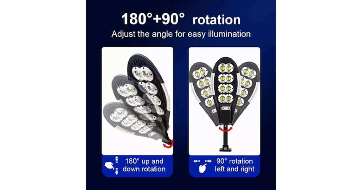 Set 2 x Lampă stradală solară Jortan COB 400W cu senzor de mișcare, colector solar încorporat și telecomandă