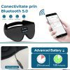 Masca de dormit cu Casti Wireless, Microfon, Bluetooth 5.0, spuma de memorie pentru somn, calatorie, reglabila, Negru