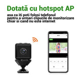 Mini Camera Spion Ultra HD 1080P Qeno®, Unghi Larg 150° Cu Functie Video Si Foto, Night Vision, Senzor Miscare, Baterie 1000 mAH, Suport Card Pana La 32 GB, Portabila, Negru