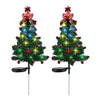 Set de 2 Lampa solara pentru gradina, LED, forma de brad, waterproof, cu tarus, 68cm inaltime, multicolor