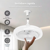 Ventilator de tavan iluminat cu LED, multifunctional, baza pentru lampa E27