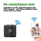 Mini Camera Spion Ultra HD 1080P Qeno®, Unghi Larg 150° Cu Functie Video Si Foto, Night Vision, Senzor Miscare, Baterie 1000 mAH, Suport Card Pana La 32 GB, Portabila, Negru
