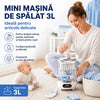 Mini masina de spalat rufe portabila, fara fir, capacitate 3 L, cu functie de stoarcere, 3 programe de spalare, reincarcabila, cu furtun de evacuare si cos de stoarcere, pentru lenjerie intima, camin, apartament, rulota, calatorii si camping