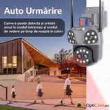 Cameră WiFi 12MP JORTAN, Quad Lens, Rotire 355°, Urmărire Automată, Alarmă cu Lumini, Vedere Nocturnă Color, IP66