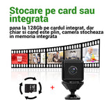 Mini Camera Spion Ultra HD 1080P Qeno®, Unghi Larg 150° Cu Functie Video Si Foto, Night Vision, Senzor Miscare, Baterie 1000 mAH, Suport Card Pana La 32 GB, Portabila, Negru