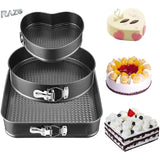 Pachet 1+1! Set 3 tavi pentru prajituri, torturi, Fund detasabil, Forma rotunda 26 cm, patrata 28 cm, inima 24 cm, Metal antiaderent, Coacere uniforma