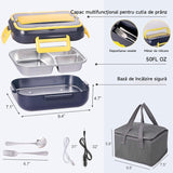 Cutie electrica pentru pranz, otel inoxidabil - ideala pentru birou si calatorii