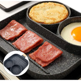 Tigaie cu 3 Compartimente pentru Mic Dejun, Clătite, Pancakes și Ouă, Suprafață Antiaderentă, 34 cm, Gri