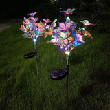 Set 2 Lampi Solare Decorative cu Fluturi M374-8, 70cm, Iluminare LED, IP66