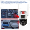 Set 2X Camere de supraveghere dubla WIFI, Cu 2 camere video integrate, 6MP, Full HD+ 4K, exterior/Interior 8X zoom, rotire rapida din aplicatie, 2 lentile, vedere nocturna color, senzor de miscare, lumina LED, inteligenta de urmarire, IP66