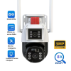 Set 2X Camere de supraveghere dubla WIFI, Cu 2 camere video integrate, 6MP, Full HD+ 4K, exterior/Interior 8X zoom, rotire rapida din aplicatie, 2 lentile, vedere nocturna color, senzor de miscare, lumina LED, inteligenta de urmarire, IP66