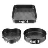 Pachet 1+1! Set 3 tavi pentru prajituri, torturi, Fund detasabil, Forma rotunda 26 cm, patrata 28 cm, inima 24 cm, Metal antiaderent, Coacere uniforma