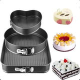 Pachet 1+1! Set 3 tavi pentru prajituri, torturi, Fund detasabil, Forma rotunda 26 cm, patrata 28 cm, inima 24 cm, Metal antiaderent, Coacere uniforma