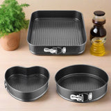 Pachet 1+1! Set 3 tavi pentru prajituri, torturi, Fund detasabil, Forma rotunda 26 cm, patrata 28 cm, inima 24 cm, Metal antiaderent, Coacere uniforma