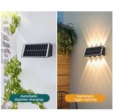 SET 2 LAMPI SOLARE BIDIRECTIONALE CU LUMINA SUS - JOS , 12 LED LUMINA ALB CALD SI RECE